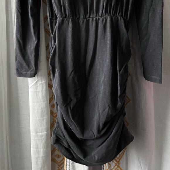 Anthropologie Sundry Shirred Mini Dress (Size M) Grey Long Sleeve Tight Fitted - Picture 10 of 12